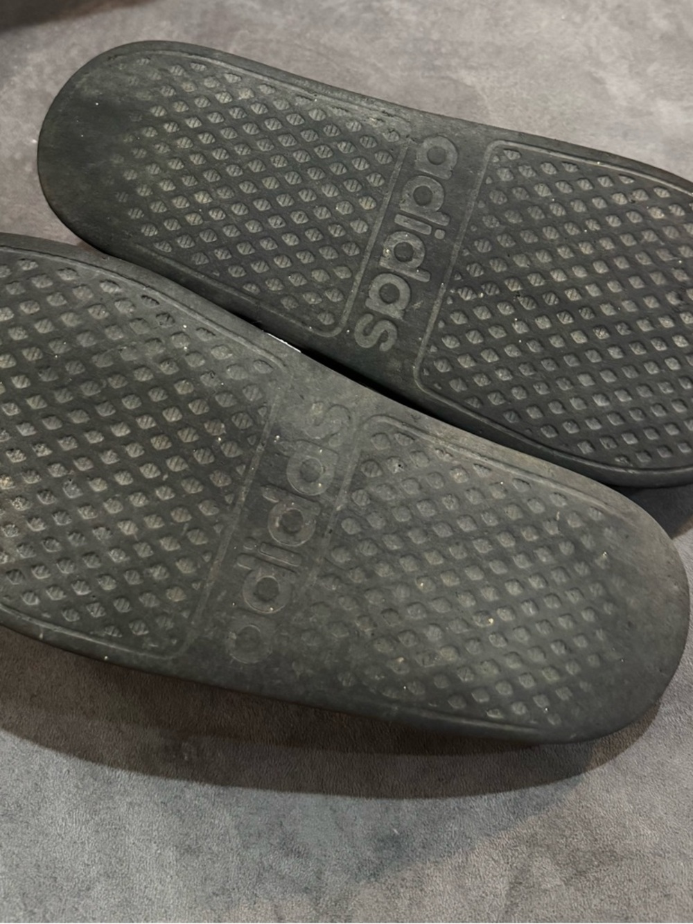 adidas Adilette Aqua Black Slide Sandals with White Stripe Accents - Picture 7 of 7